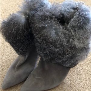 Gray fur boots
